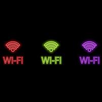 Neon Sign Illuminated Internet Wi-Fi. neon style. vector
