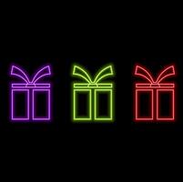 Neon Color Gift Box. red color. vector