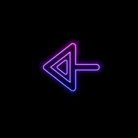 Abstract green neon arrow with clear shapes on black background and reflective floor. Purple arrow to the right for the direction of the road. Neon icon flashing to the right arrow. Left arrow. vector