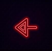 Glowing neon red left abstract directional icon. , arrow, direction. Neon glowing arrows. Direction banner. Futuristic light on black background. vector