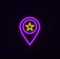 Location mark neon purple icon suitable for website and UI material, mobile app social media. vector