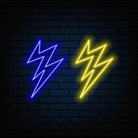 Neon lightning set. Thunder Lightning, Lighting Attack Experience. illustration. vector