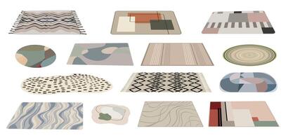 Set of modern Carpets, rugs, wool textile mats. vector