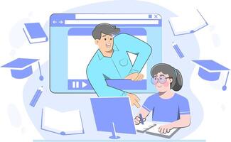 The Rise of Online Learning, Virtual Tutoring for Personalized Education vector