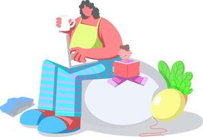 Multitasking Mother Working Remotely with Child at Home vector