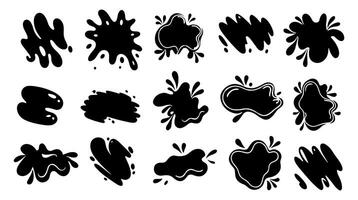 Black splat set. Paint splash, brush stroke . vector