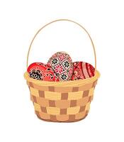 Easter eggs with Ukrainian ornament in basket. vector