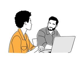 Staff education, improving skill business line art vector
