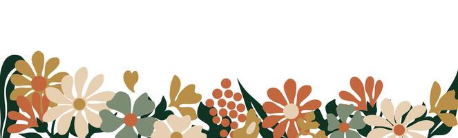 Border with abstract flowers art isolated. vector