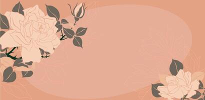 Spring art banner with magnolia abstract flowers. vector