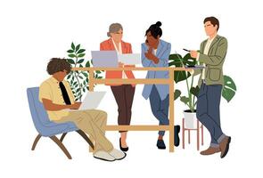 Diverse multiracial business team in modern office vector