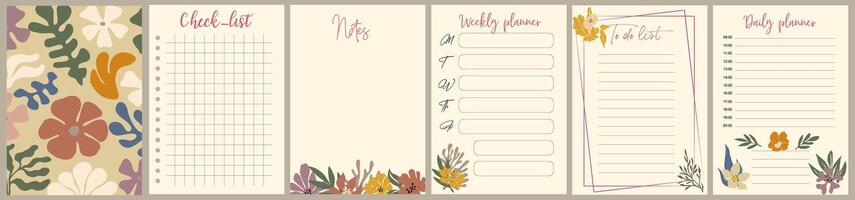 Notebook pages and cover template with flowers. vector