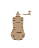 Metallic retro coffee bean grinder with handle. vector