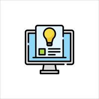A computer screen with an idea light bulb icon vector