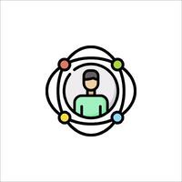 A man is in a circle with a bunch of different colored circles vector