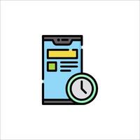 A phone with a clock and a notification icon vector