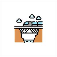 A train is traveling over a bridge in the sky vector