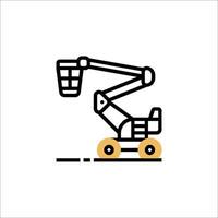 A line drawing of a crane with a bucket vector