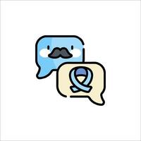 Two speech bubbles with a mustache and a blue ribbon vector