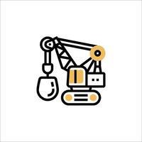 A crane icon with a yellow and black color scheme vector