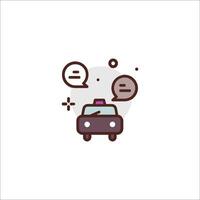 A taxi cab with speech bubbles and a speech bubble icon vector