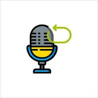 A microphone with a green arrow pointing to it vector