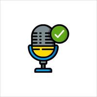 A microphone with a tick mark on it vector