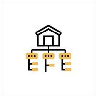 A house with a ladder and a ladder icon vector