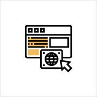 A web page with a mouse and a globe icon vector