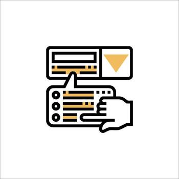 un mano participación un computadora y señalando a un botón vector