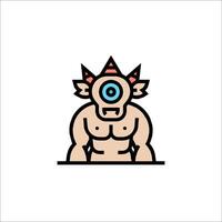 A cartoon character with a head on top of his chest vector