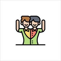 Two people are hugging each other in a line icon vector