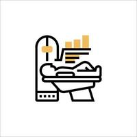 A man is laying on a bed with a bar graph on the wall vector