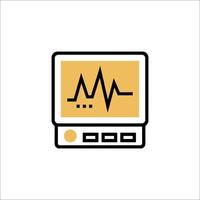 Monitor icon with heartbeat line on white background vector
