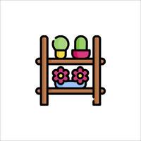 A shelf with plants and cactus on it vector