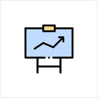 A business chart on a whiteboard with an arrow going up vector