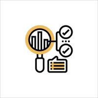 A magnifying glass icon with a chart and a folder vector