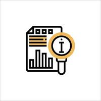 A magnifying glass icon with a bar chart vector