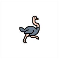 An ostrich is running in a line on a white background vector