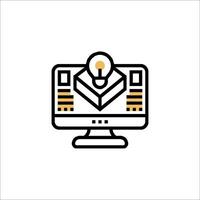 A computer monitor with a light bulb on it vector