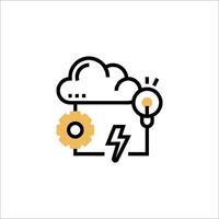 A cloud with a light bulb and gears vector