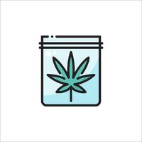 A marijuana leaf icon in a jar vector