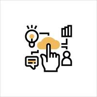 A hand pointing to a cloud icon vector