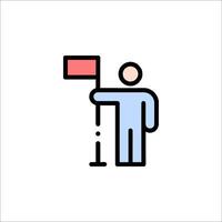 A man holding a flag and pointing to the right vector