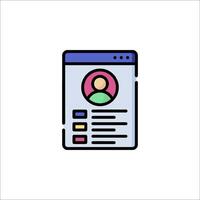 A person is on a computer screen with a profile icon vector