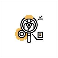 A magnifying glass icon with a man in a suit vector