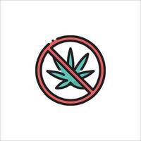 No marijuana sign with a marijuana leaf in the middle vector