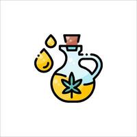 Cannabis oil in a bottle with a leaf on it vector