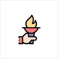 Hand holding a torch icon in a flat style vector