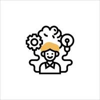 A man with a hat and a brain icon vector